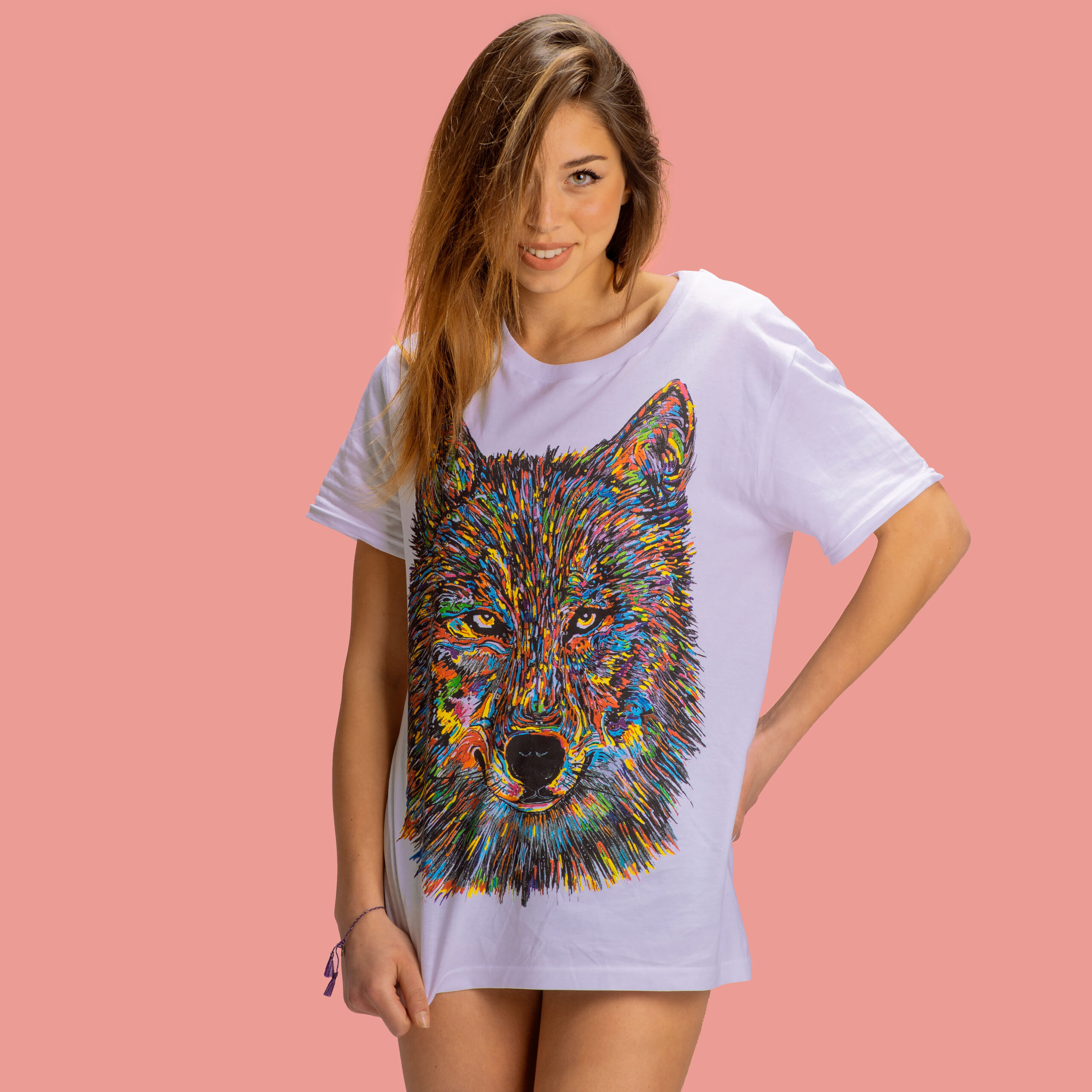 IMage T-Shirt Lupo Wolf Cult Uomo, Bianca, Taglia XL, 100% Cotone Oeko Tex, Prodotta In Italia